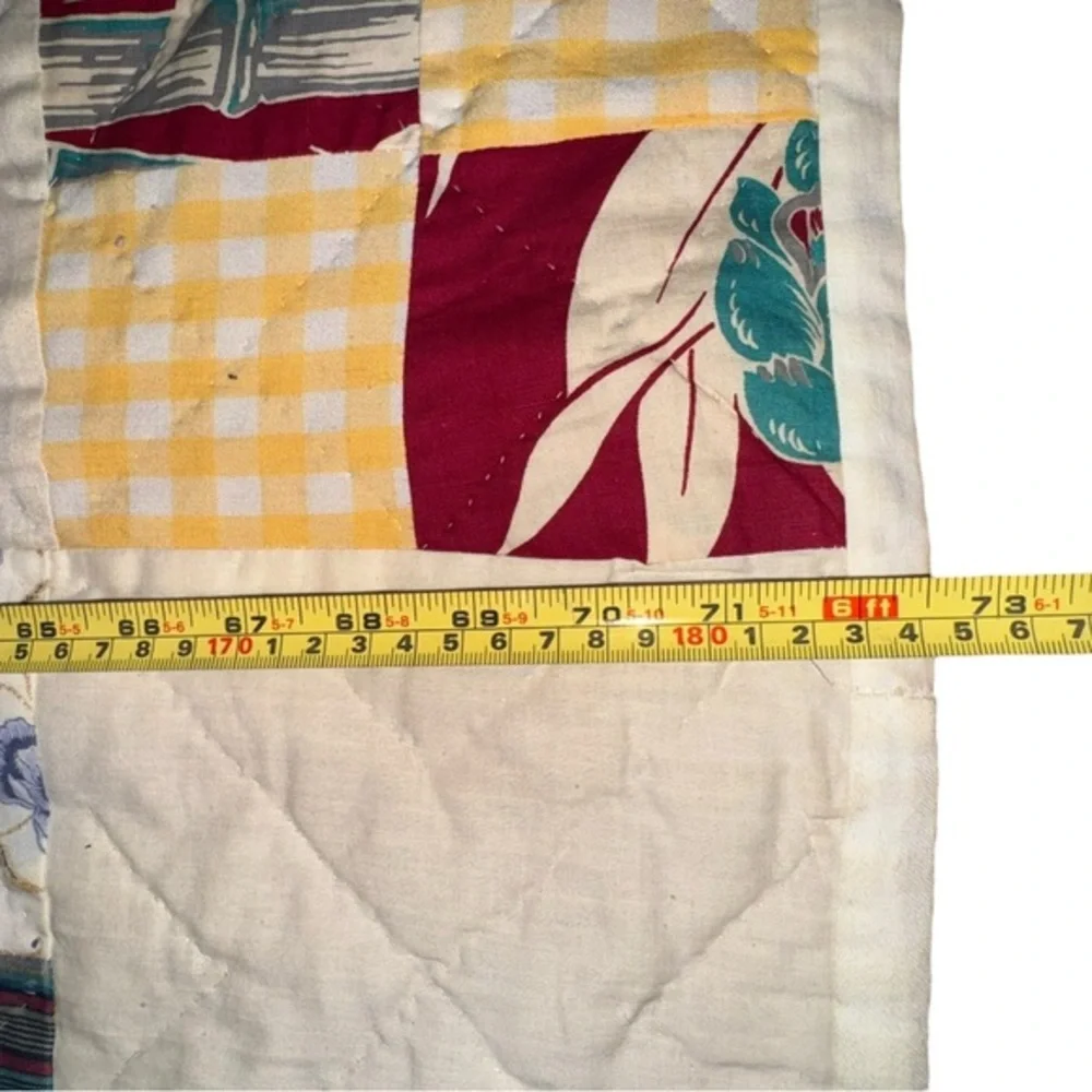 VTG handcrafted patchwork quilt 72.5 x 85‎ multicolored